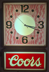 Vintage Coors Beer Lighted Wall Clock Sign Woodgrain Bar Advertising Working