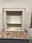 Antique Vtg Large Painted Wood Bathroom Medicine Cabinet W beveled Mirror  White