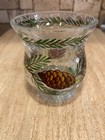 Yankee Candle Pinecone Crackle Glass Hurricane Votive Candle Holder 3 5  Nwt