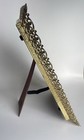 Vintage    brass    Gold Filigree Vanity Mirror Tray Stand Floral Rectangle Perfume