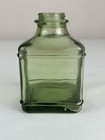 Vintage Green Glass Square Apothecary Jar   Mid-century Pantry Storage Bottle