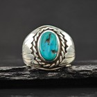 Oval Turquoise Southwestern Ring Sterling Silver Sz 10