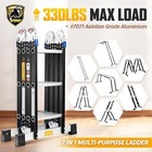7-in-1 Multi-purpose Aluminium Extension Ladder  12ft Folding Adjustable Tele   