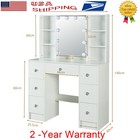 Dressing Table With Led Mirror 3 Lights Modes Vanity Set Makeup Desk 7 Drawers