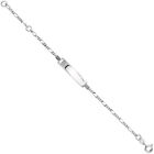 925 Sterling Silver Children Square Id Bracelet Figaro Link Baby Sizes 5 - 6inch