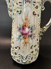 Rare Antique Nippon Jeweled Moriage Chocolate Pot Fluted Ribbed Hand Painted 10 