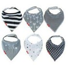 Drool Bibs  6 Pack  Unisex Baby Bandanas   Monochrome Design For Girl Or Boy 