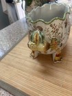 Wong Lee 1895 Oval Planter Crackle Glaze Floral Butterfly Handles
