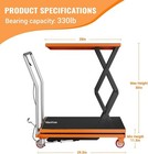 330lbs Hydraulic Lift Table Cart 50  Lifting Manual Double Scissor Lift Table