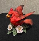 Vintage Lenox Cardinal Porcelain Figurine Red Bird In Flight Camellias 4  