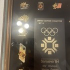 1984 Sarajevo Winter Olympic Limited Edition Framed Mascot Pin Set  4109 W  Box