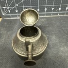 Antique Victorian Ink Pot Pewter Inkwell With Glass Insert