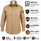 Flame Resistant Shirt Frc - 100  Cotton Blend  7 Oz   Light Weight