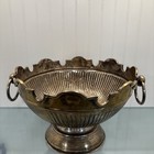 Vintage Silver Over Copper Door Knocker Handled Punch Bowl  Ice Bucket