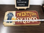 Pabst Blue Ribbon Pbr Beer Bar 21 Or Skidoo Hanging Wooden Sign Vintage