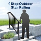 Set Of 2 Wrought Iron Handrail Outdoor Stair Rail Railing For Porch Deck Black