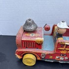 Original Vintage Fisher-price Looky Fire Truck Engine Wood Litho Pull Toy