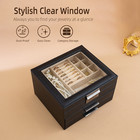 3-layer Jewelry Box With Large Glass Window  Leather Storage Box  Necklace  Ring