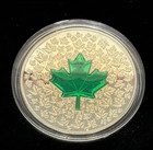 2014  20 Canada Colorized 1oz Silver Maple Leaf  impressions  W capsule