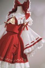 Touhou Project Hakurei Reimu Maid Dress Cosplay Costume Red Outfit For Women