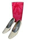 Vintage 50s 60s White Patent Leather Heels Stiletto Pump Wedding 7 5 Orig Box