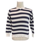 The Children   s Place Boy   s Blue Gray White Striped V-neck Sweater Size Large