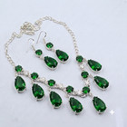 Handmade Chrome Diopside Jewelry Set   925 Sterling Silver Gemstone Necklace
