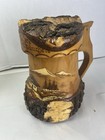 Vintage German Hand Carved Birch Wood Beer Stein Mug Tree Bark Wood Art