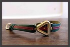 Double Rare Gucci Watch Vintage Triangle 10 Floating Diamonds Green-red Swiss