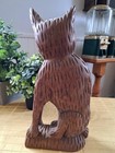 Vintage Hand Carved Solid Wood Cat Sculpture By Roland Pierre Made In Haiti