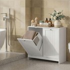 Double Tilt Out Laundry Hamper Cabinet  Trash Cabinet  Antique White