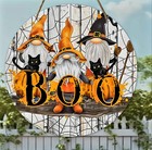 Haunted Halloween Garden Blooms  Bewitching Gnome Hanging Sign