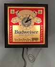 Vintage 1980s Budweiser Beer Deluxe Label Clydesdales Light Up Clock Sign Works