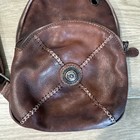 Western Brown Leather Sling Bag Crossbody Backpack Concho Cross Stitch Festival   