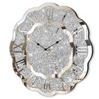  Crushed Diamond Mirrored Wall Clock Silver Modern Crystal Clocks For Wave