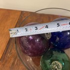 Lot Of 3 Vintage Hand Blown Green Purple Glass Fishing Net Ball Floats Japanese