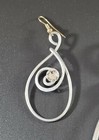 Handmade Crystal Swirl Earring Pendant Set Hammered Metal Silvertone Lightweight