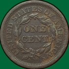 1854 Braided Hair Large Cent Almost Uncirculated Au Coin  Corrosion  32884