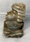 Vintage Sculpture Hand Carved Seated Stone Warrior Figure Statue Mexico Chipped