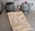 Pewter Jug   Sugar Bowl Set  Chinese Swatow  Rare Antique  Chong Xiang Mark 