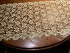 Elegant Floral Lace Scarf Table Dresser Scarf Runner Fringed Vintage 20  X 71 