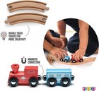 52pcs  Wooden Train Track Pack Set Wooden Train Set With 2 Bonus Toy Trains