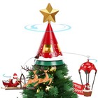 Christmas Animated Tree Topper With Funny Banner Santa Hot Air Balloon And Elk