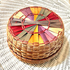 Grandma s Antique Wicker Sewing Basket With Lid Handmade Colorful Rare Design