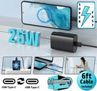 2 Pack 25w Usb-c Super Fast Wall Charger 6ft Cable For Galaxy S24 S23 S22 Ultra