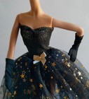 Fashion Doll Dress Black Gown Fits Barbie Vintage   Model Muse Body