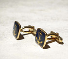 Vintage Giovanni Enamel Anchor Cufflinks Gold Tone Nautical Suit Accessories
