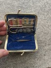 Vintage Mini Travel Sewing Kit Purse Folds Away Pocket Size 2 5 x3 5 