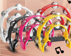 Brand New -half Moon Double Row Tambourine With Metal Jingle Rings