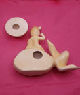 Vintage Rare Arnels Chalkware Mermaid Set On Fish With Bubble Beige Decor